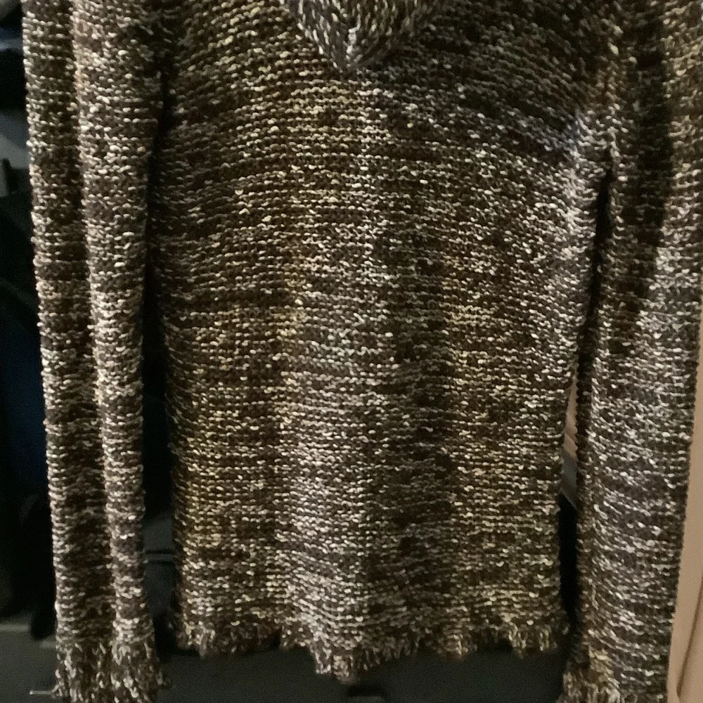 BCBGMaxAzria Textured Brown‎ Cardigan, hoodie, fringe